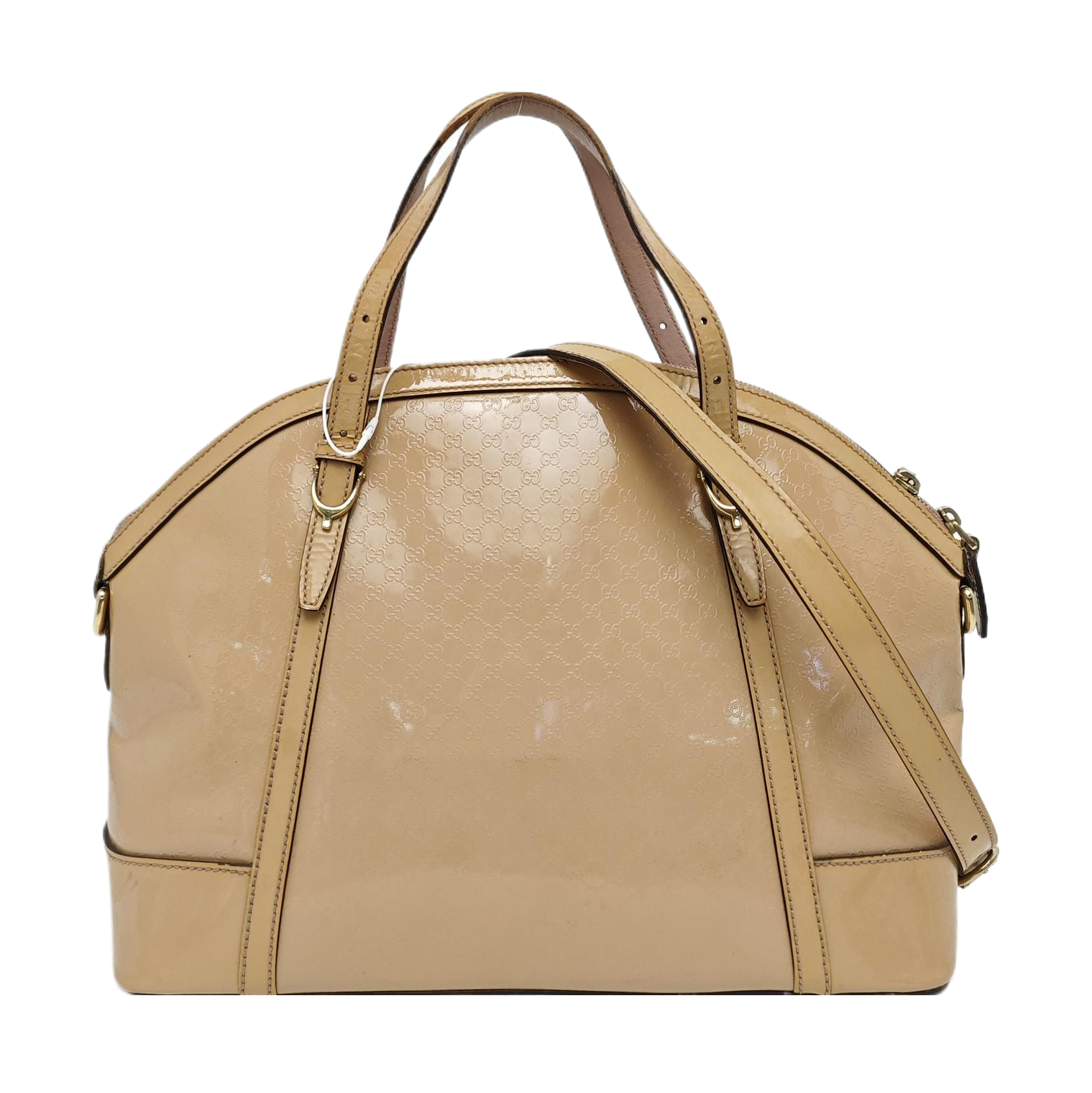 Monogram Patent Leather Shoulder Bag Beige