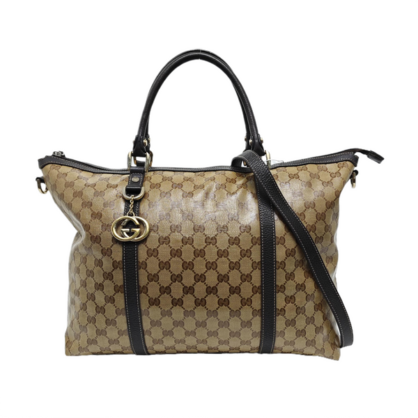 Monogram Coated Canvas Tote Bag Beige