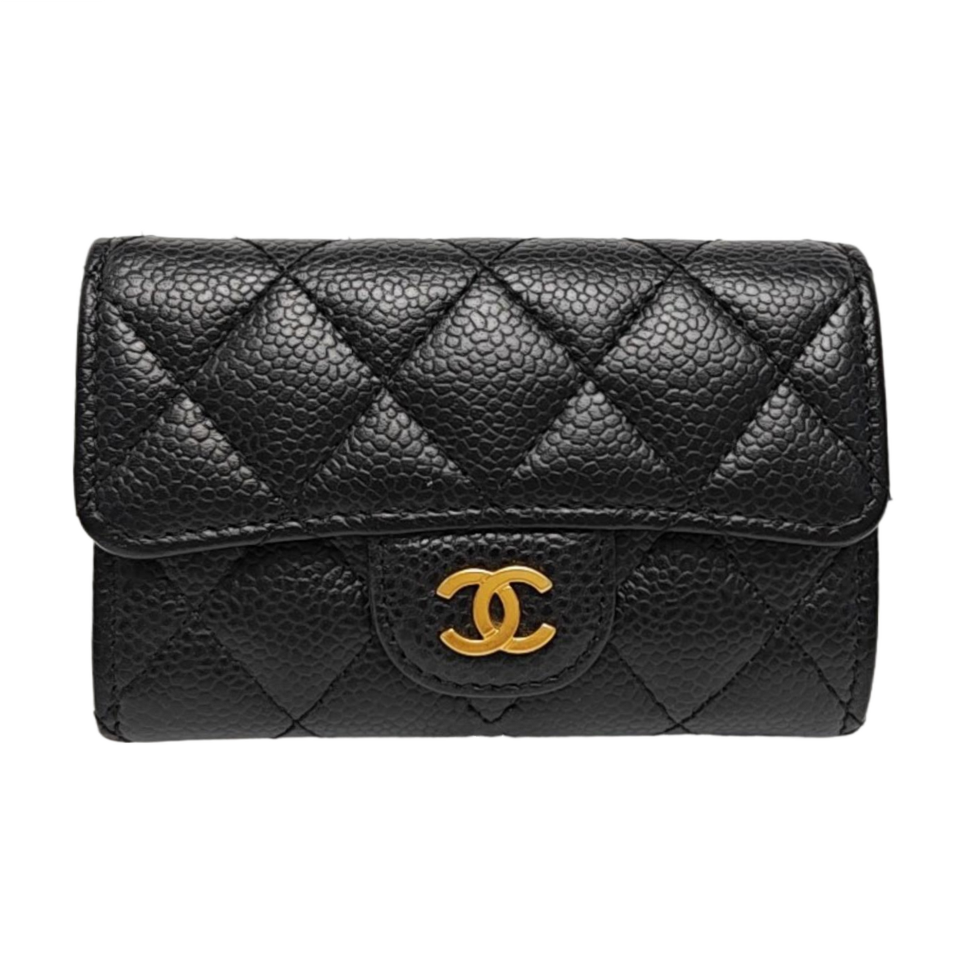 CLASSIC FLAP Quilted Grained Calfskin Black Wallet
