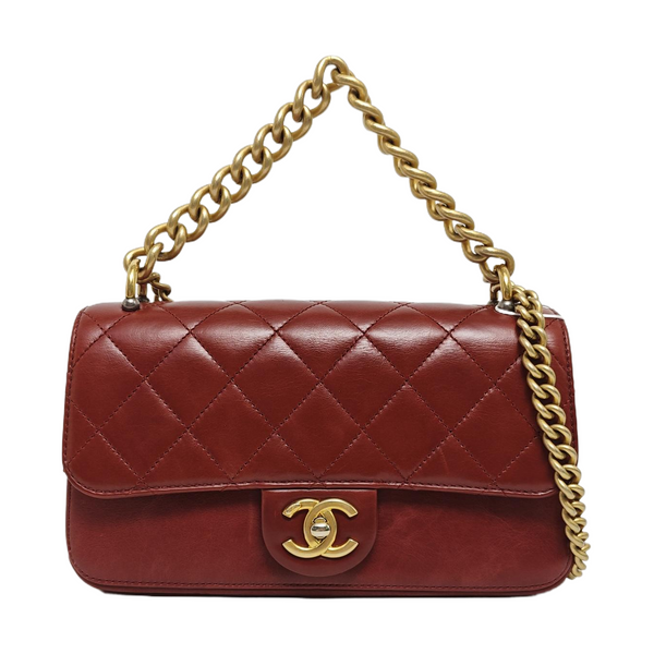 Quilted Calfskin Shoulder Bag Red