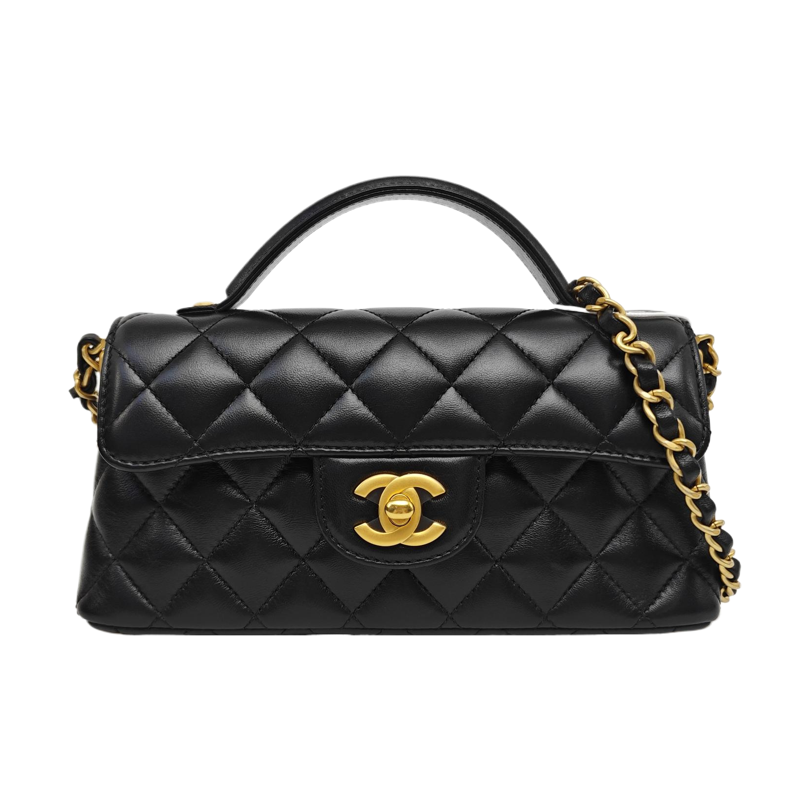 Quilted Lambskin Shoulder Bag Black