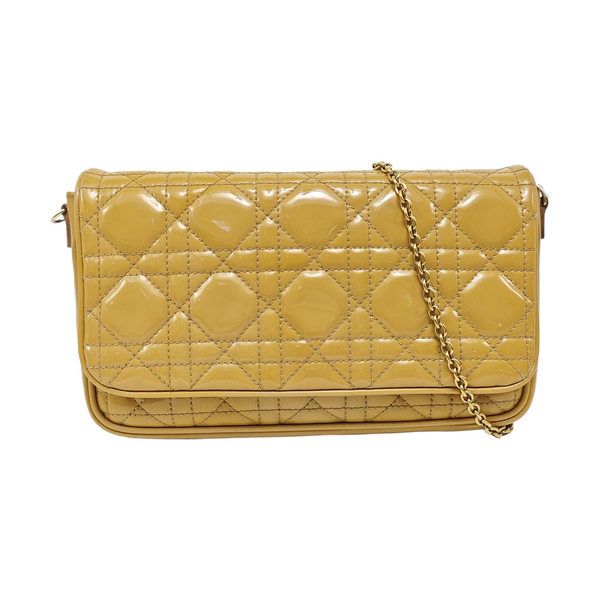 Lady Dior Piel Acolchada Charol Amarillo