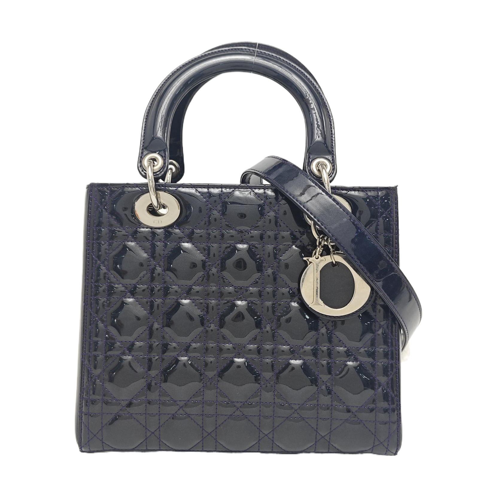 Lady Dior Medium Cannage Patent Leather Purple