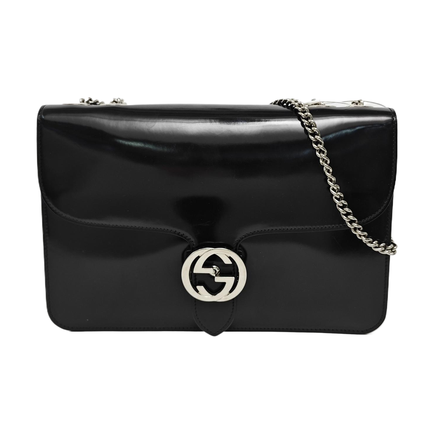 G entrelazada de charol negro grande