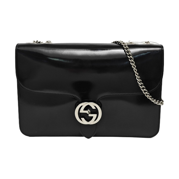 G entrelazada de charol negro grande