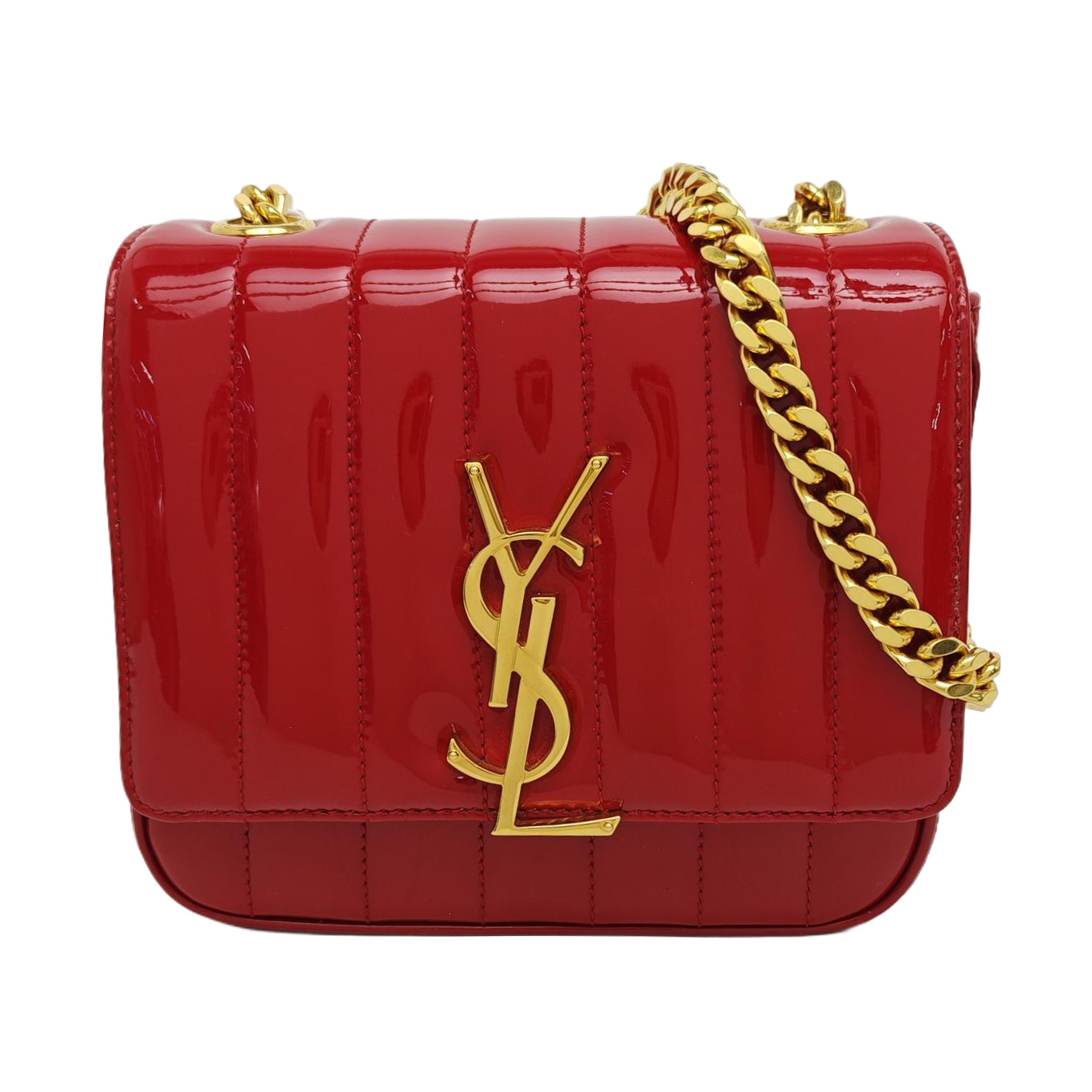 VICKY Small Quilted Patent Leather Red