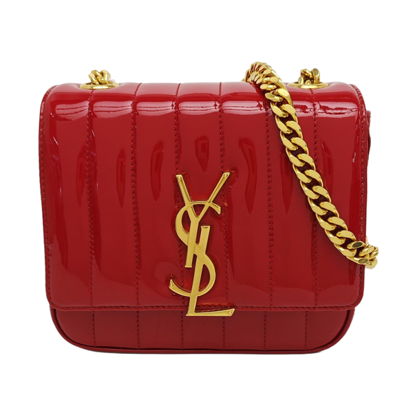 VICKY Small Quilted Patent Leather Red