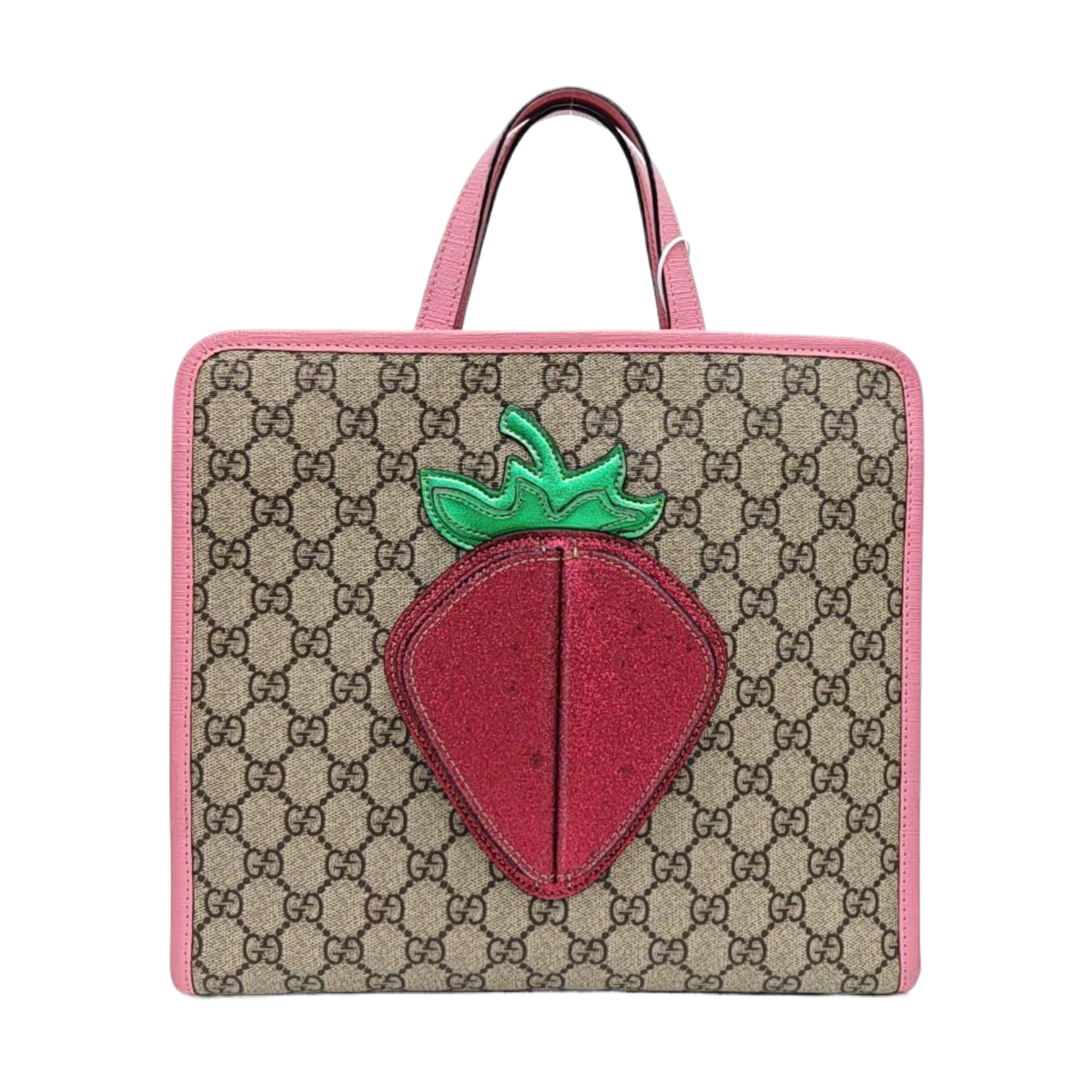 GG Bucket Monogram de lona revestida beige para niños