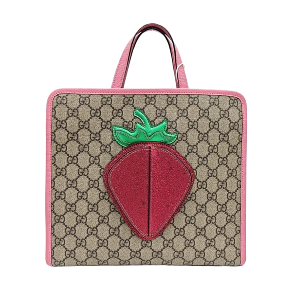 GG Bucket Monogram de lona revestida beige para niños