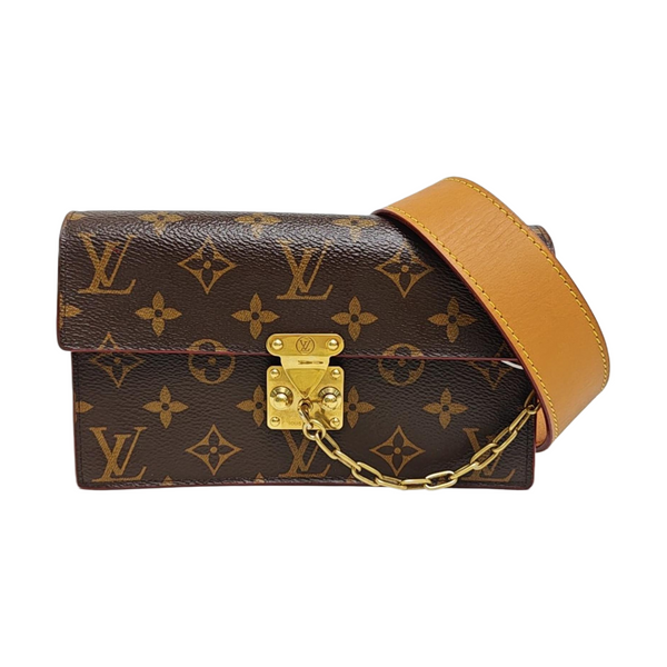 S LOCK Monogram Coated Canvas Brown