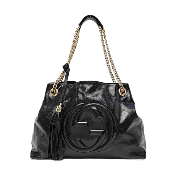 Soho Large Quilted Patent Leather Black