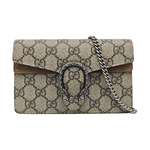 Dionysus Super Mini Monogram Coated Canvas Beige