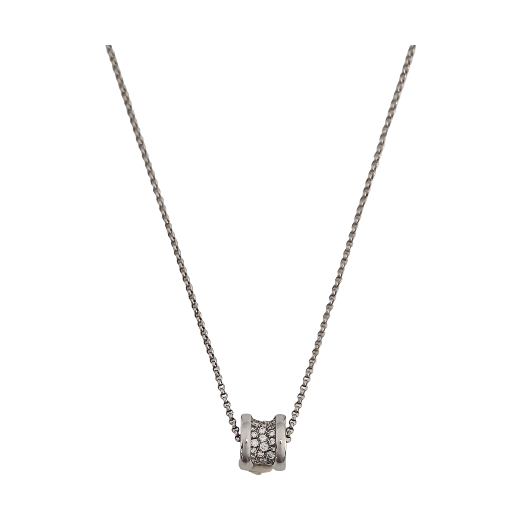 B.ZERO1 18k White Gold Silver Necklace