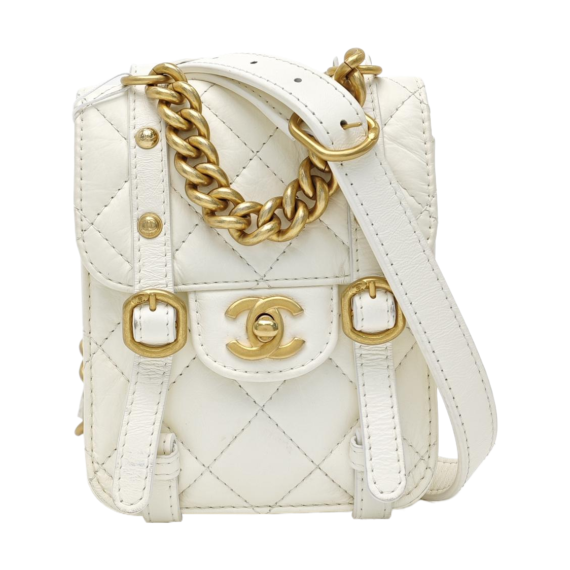Quilted Calfskin Shoulder Bag Mini White