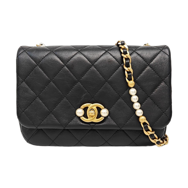 Quilted Calfskin Shoulder Bag Black