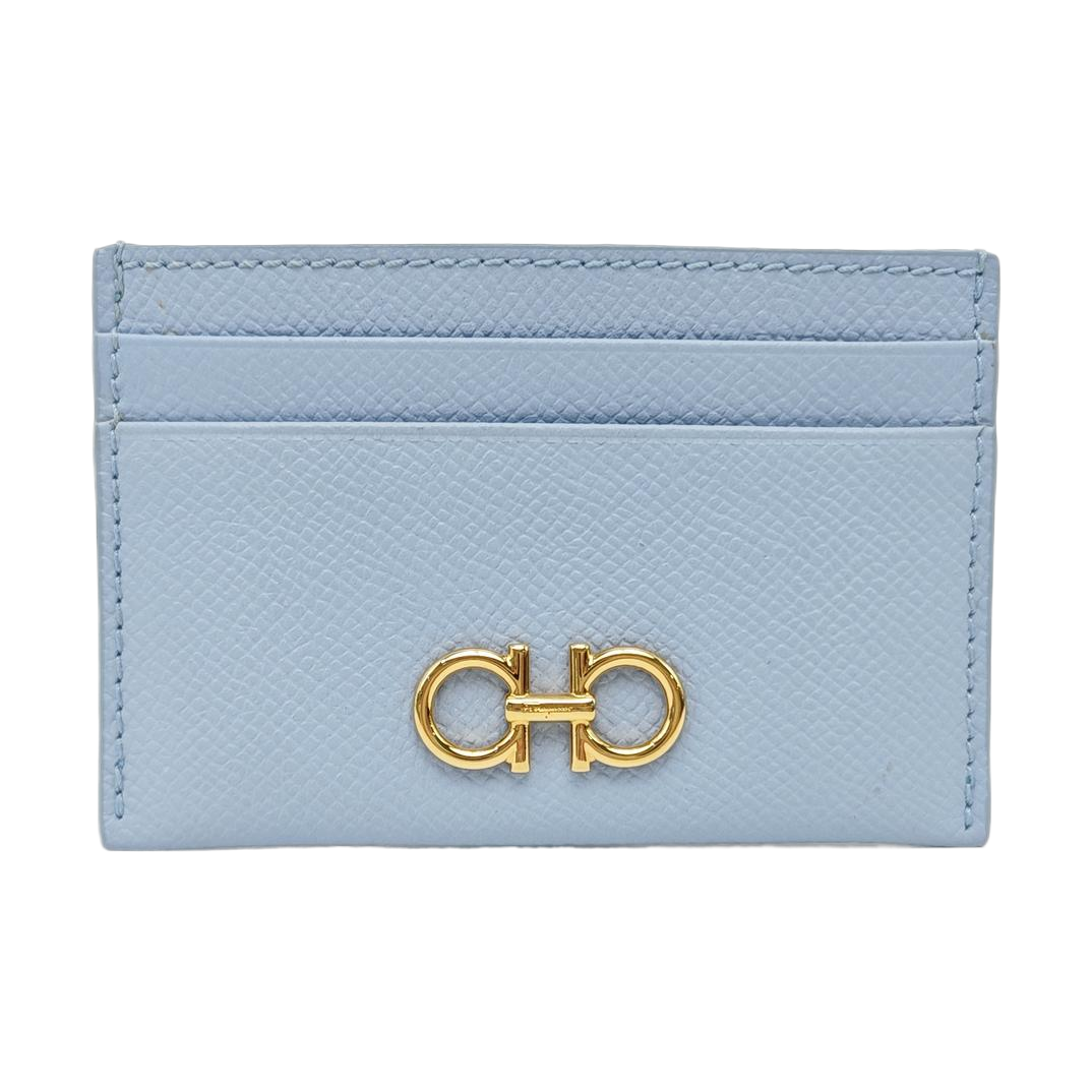 Gancini Calfskin Blue Card Holder