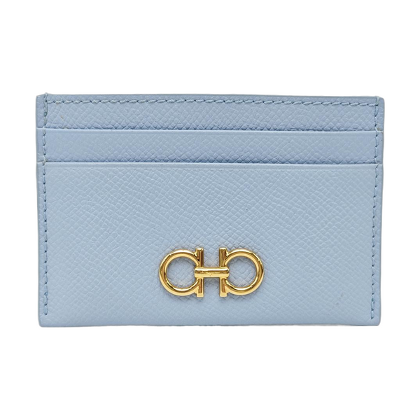 Gancini Calfskin Blue Card Holder