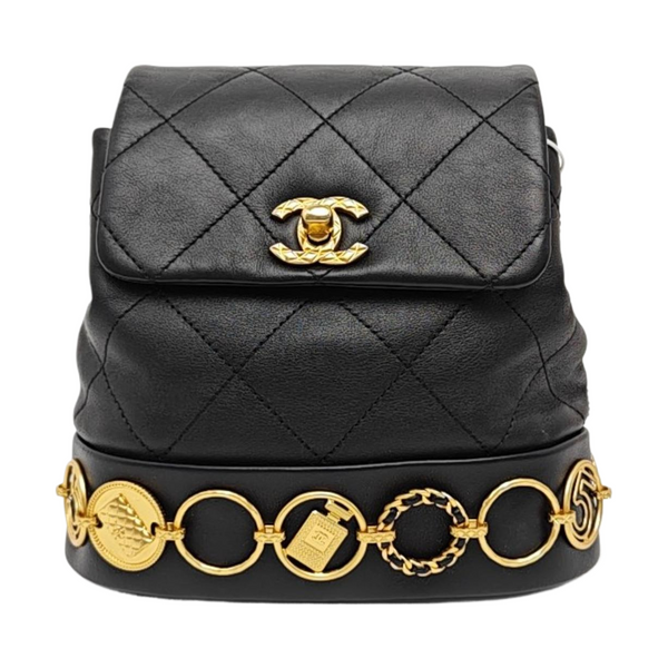 Quilted Calfskin Backpack Black
