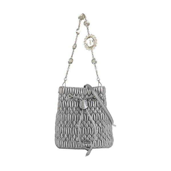 Lambskin Bucket Bag Silver