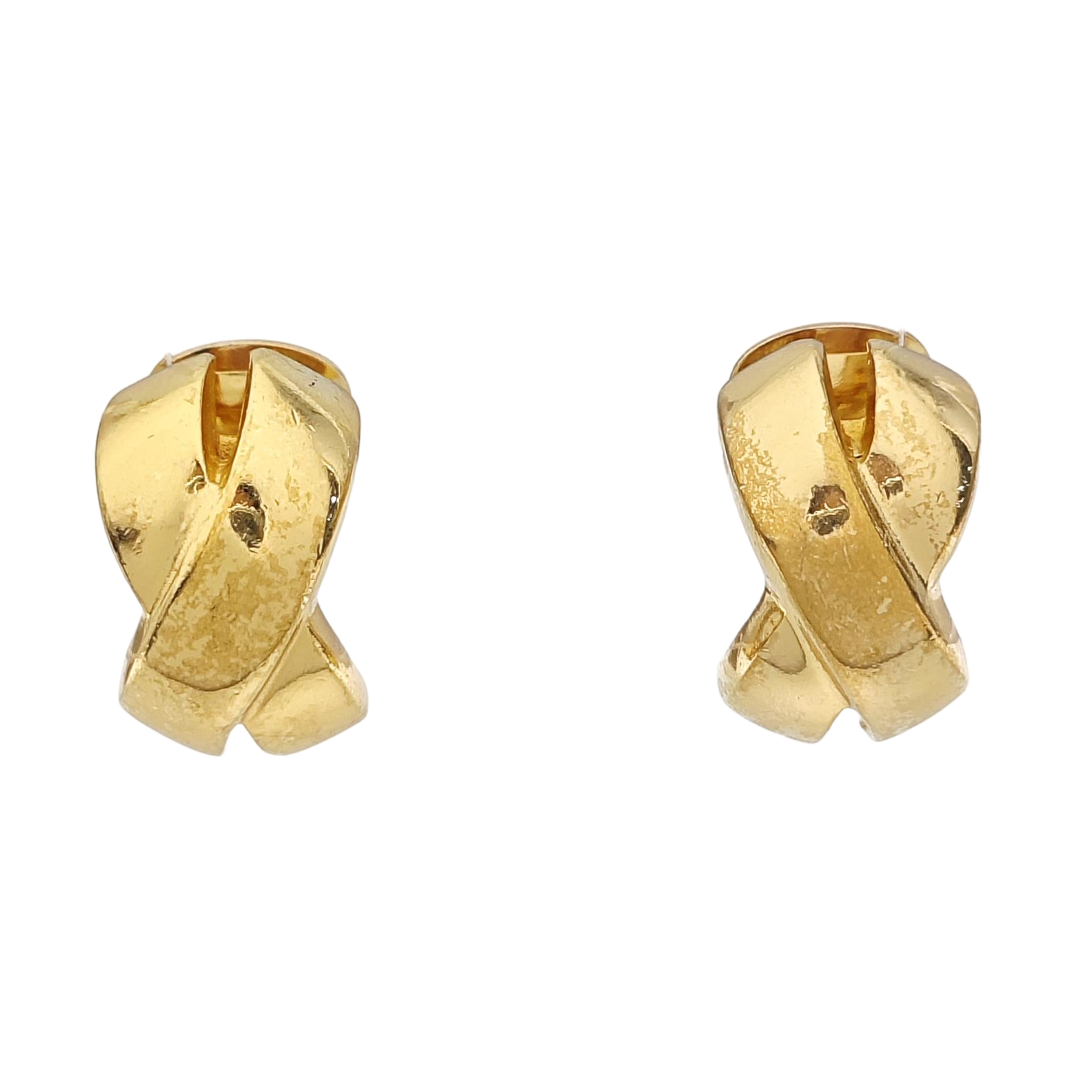 Twist Round Metal Gold Clip On Earrings