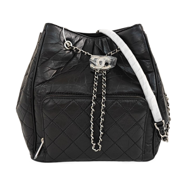 Quilted Calfskin Shoulder Bag Black