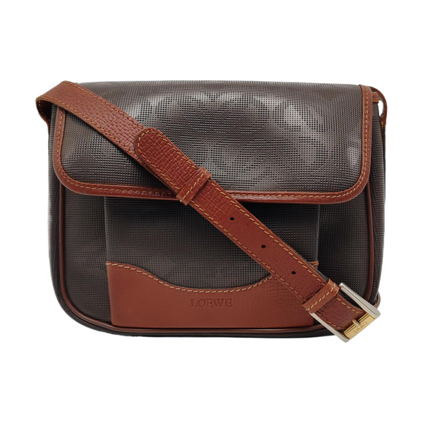 Coated Canvas Crossbody Bag Brown