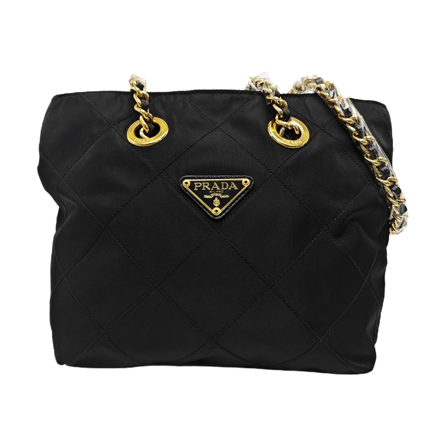 Quilted Nylon Shoulder Bag Black