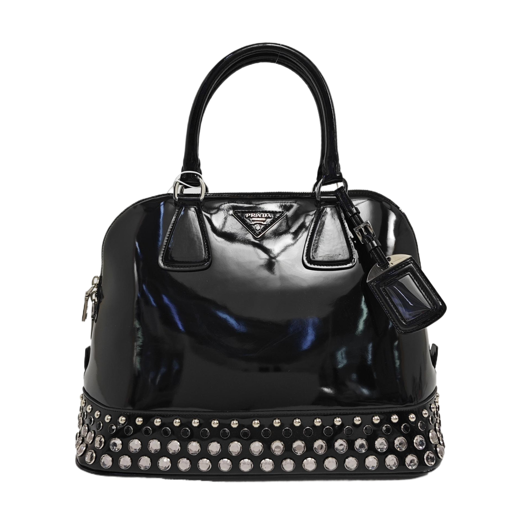 Patent Leather Top Handle Bag Black