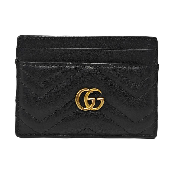GG Marmont Mini Quilted Calfskin Black Card Holder