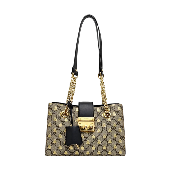Padlock Small Monogram Coated Canvas Beige