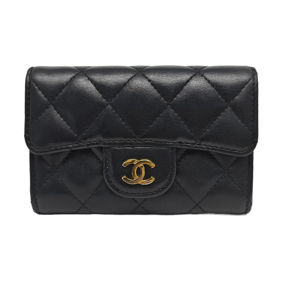 CLASSIC FLAP Quilted Lambskin Black Card Holder