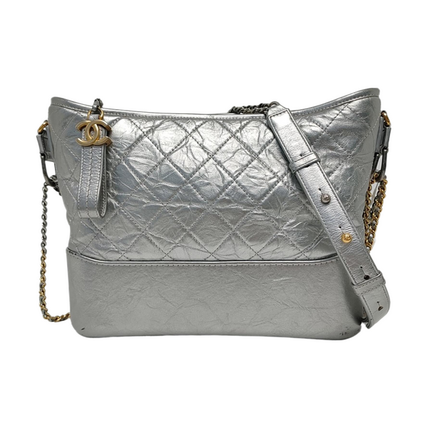 GABRIELLE Medium Quilted Calfskin Silver