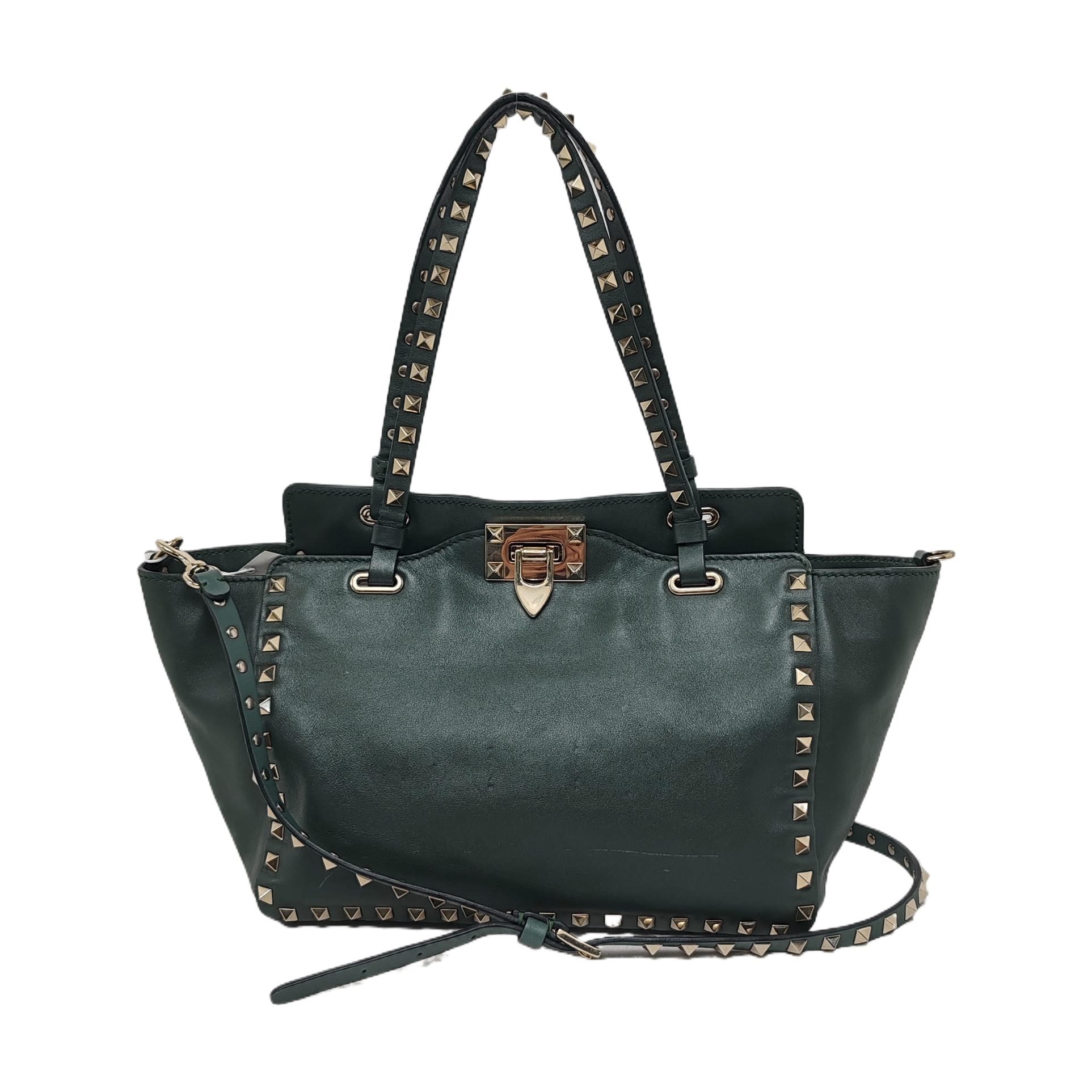 Authenticated pre-owned  Rockstud Small Calfskin Green - Tote Bag at Looply