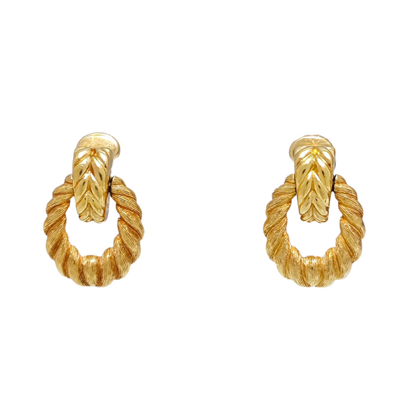 Twist Round Metal Gold Clip On Earrings