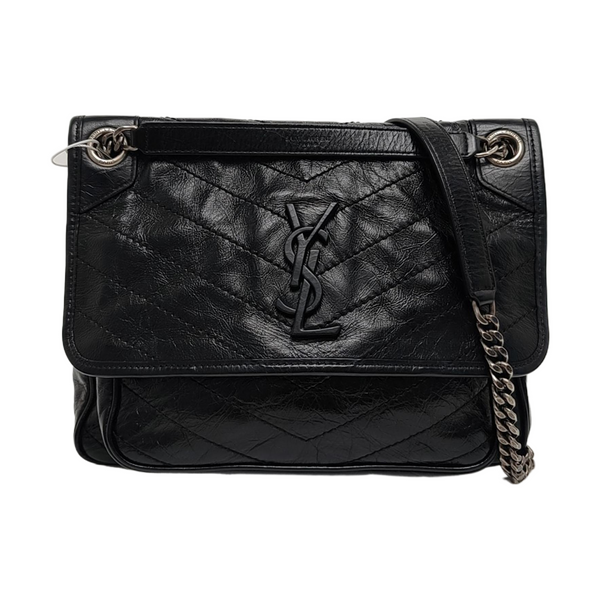 NIKI Medium Chevron Calfskin Black