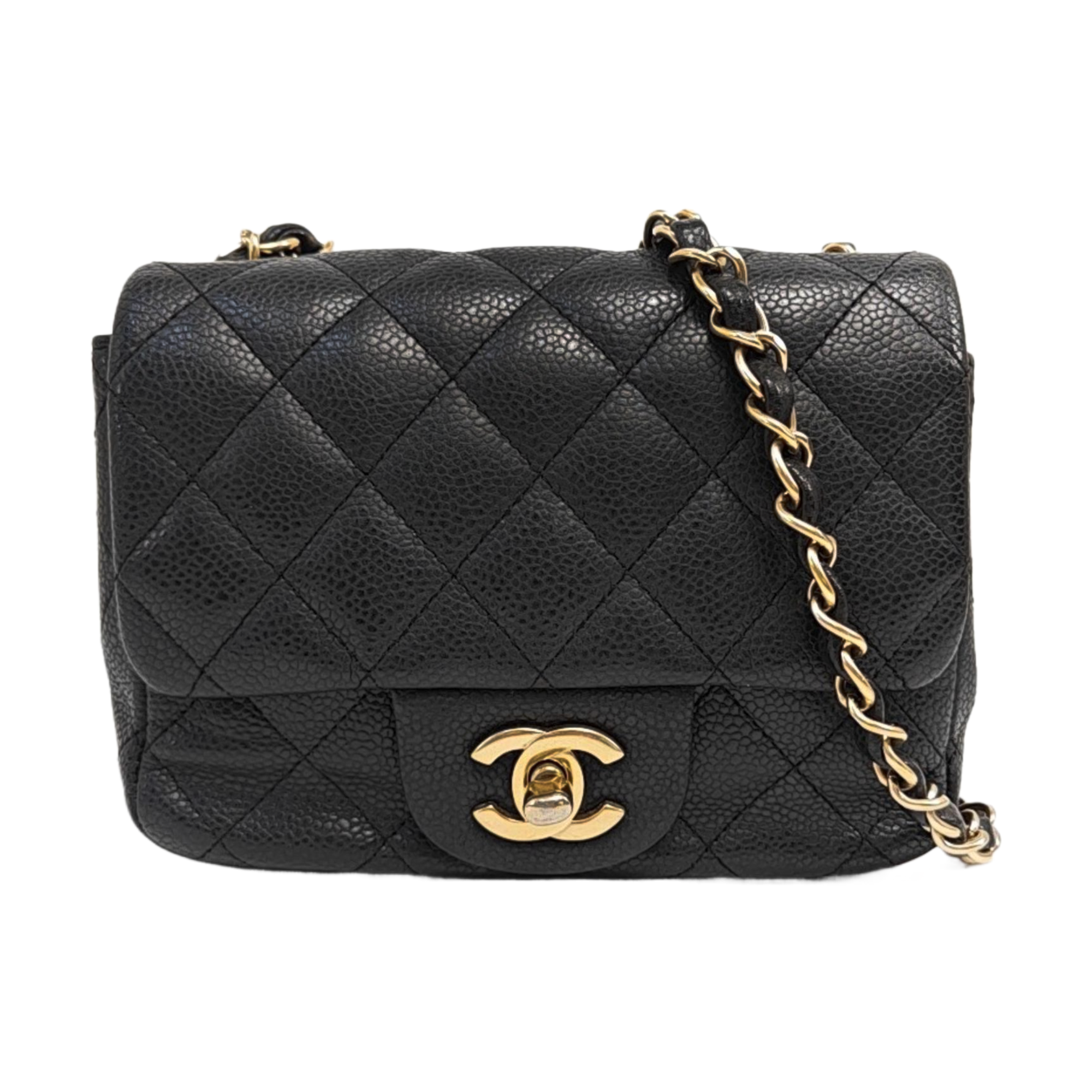 CLASSIC FLAP Mini Quilted Grained Calfskin Black