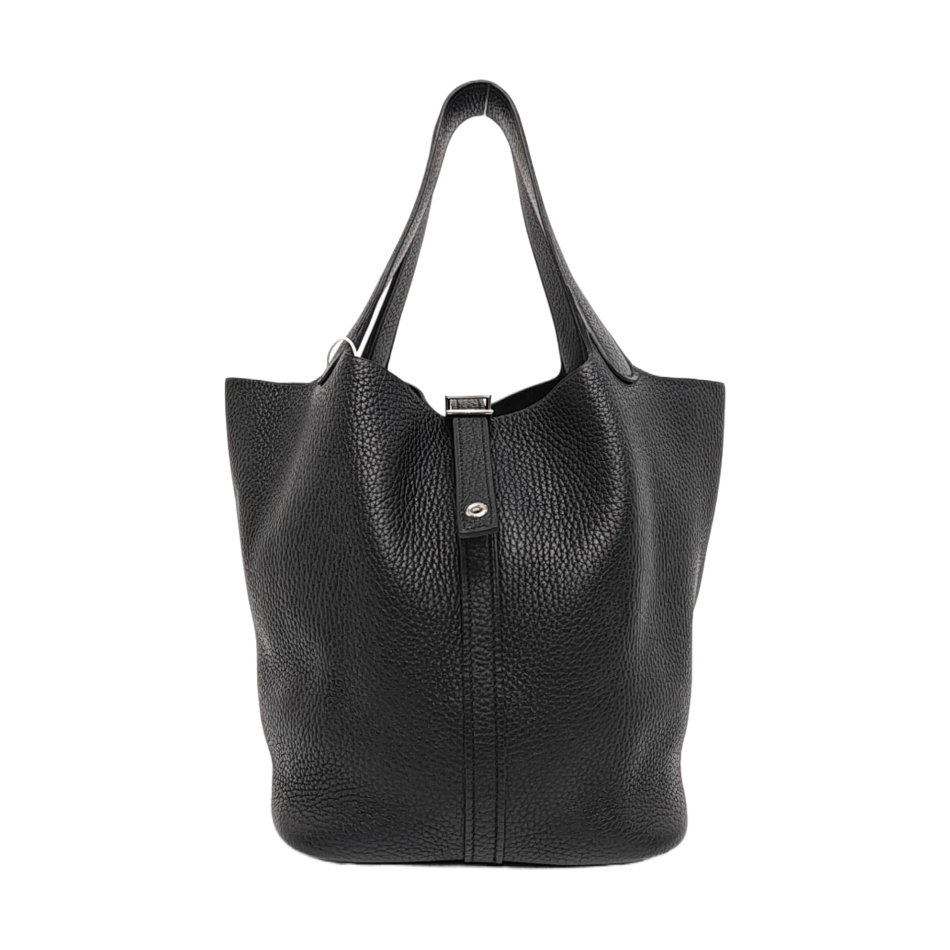 Authenticated pre-owned  Picotin Lock 22 Clemence Black - Bucket Bag at Looply