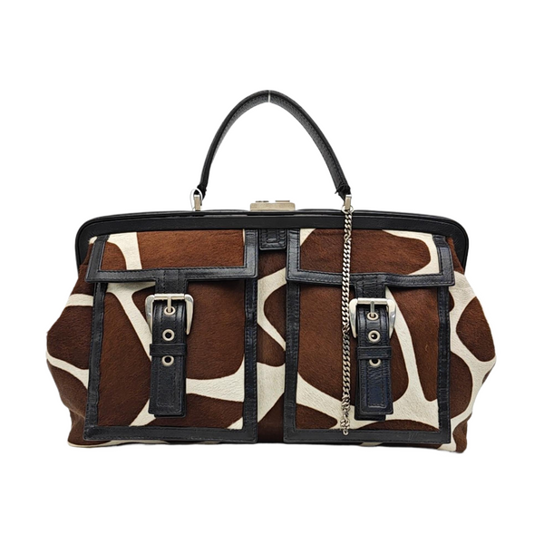 Horsehair Top Handle Bag Brown