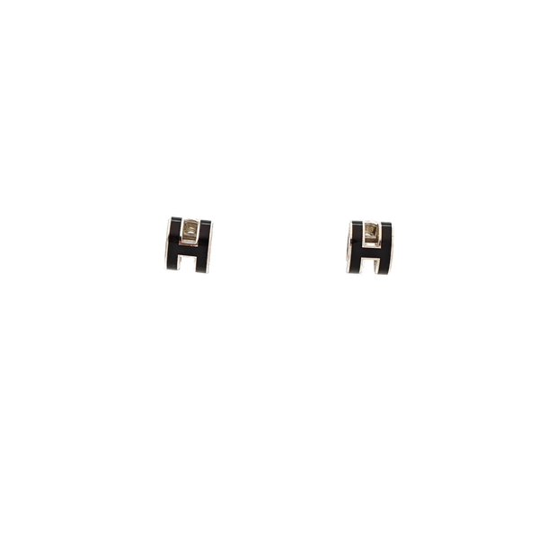 Pop H Metal Black Stud Earrings