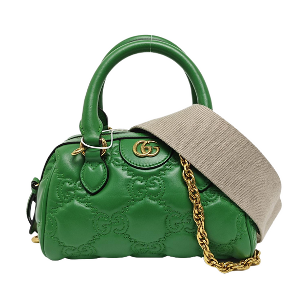GG Matelassé Mini Monogram Leather Green