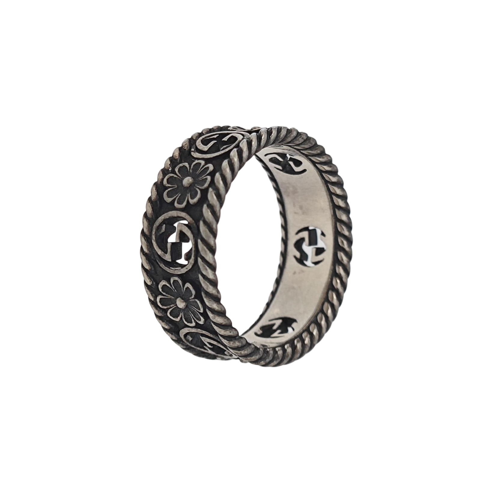 Interlocking G 925 Sterling Silver Ring HK 16