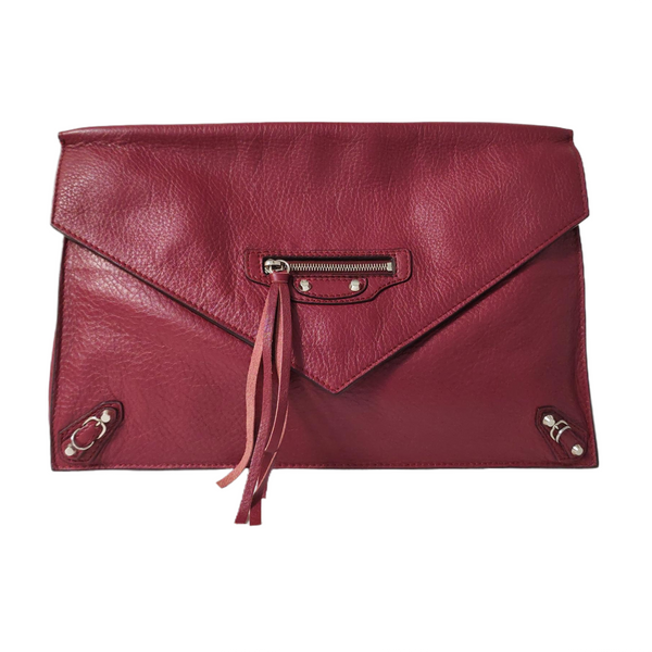 Authenticated pre-owned  Papier Calfskin Burgundy - Clutch at Looply