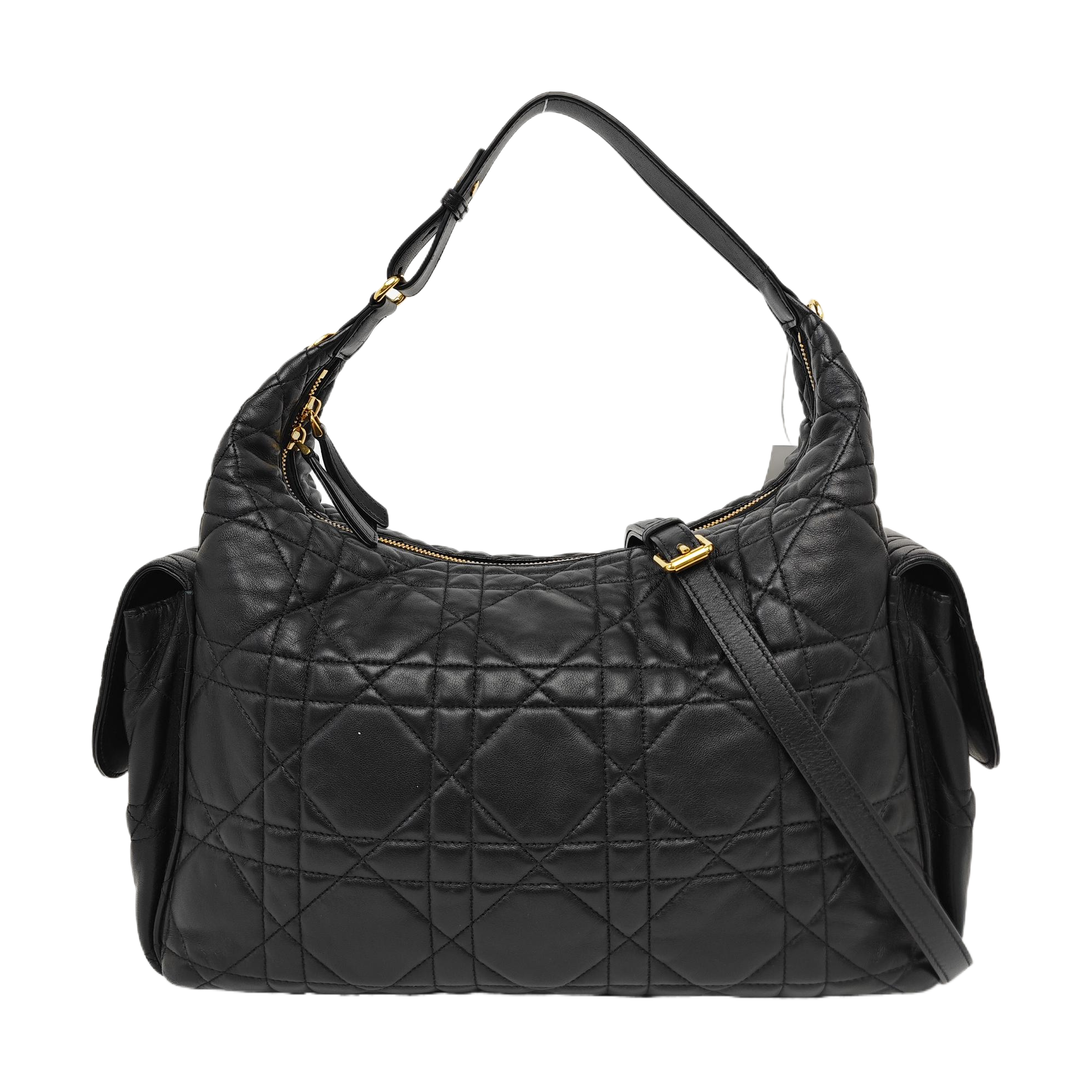 Cannage Lambskin Shoulder Bag Black
