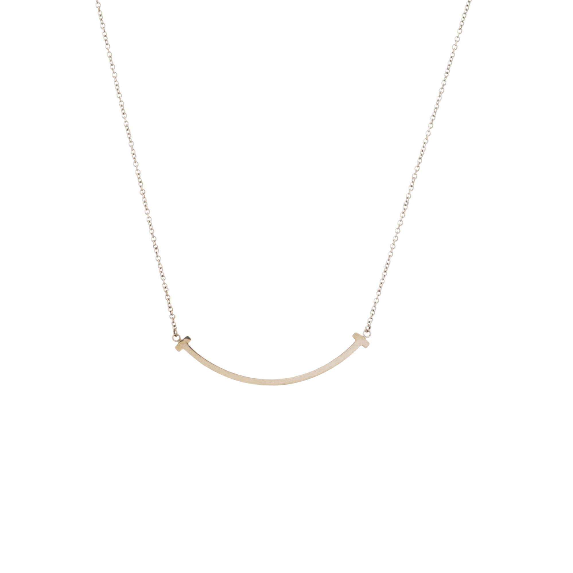Tiffany T 18k White Gold Silver Necklace