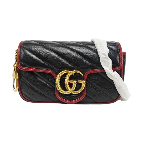 GG Marmont Super Mini Quilted Calfskin Black