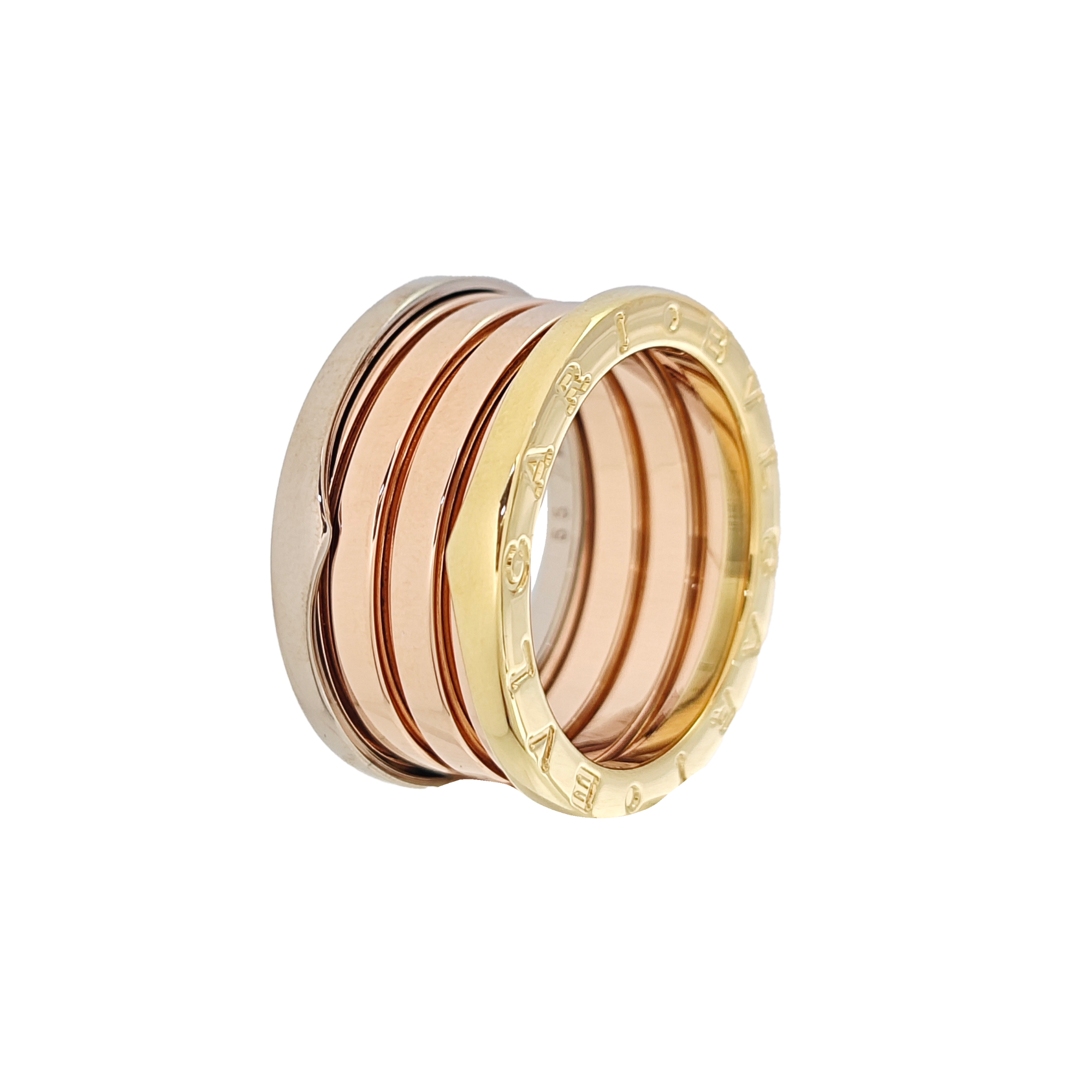 B.ZERO1 18k White Gold Rose Gold Ring EU 55