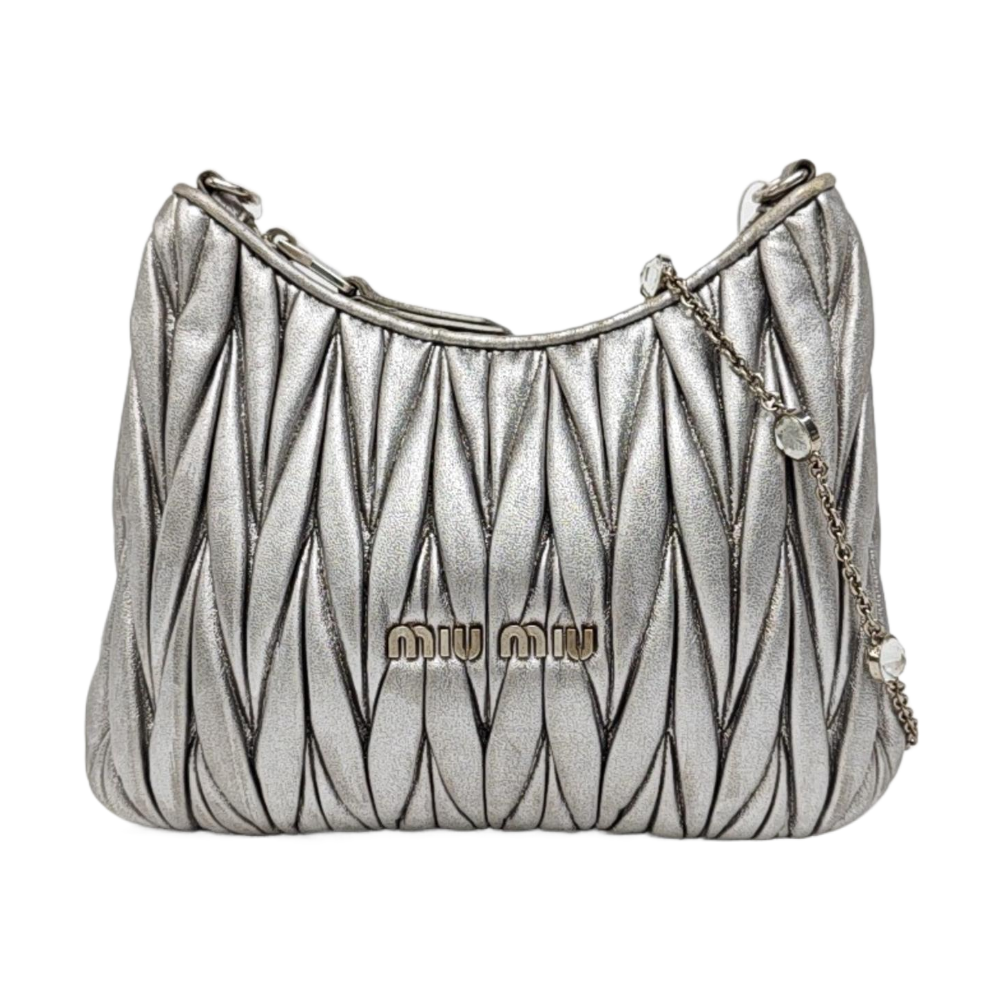 Quilted Lambskin Shoulder Bag Silver