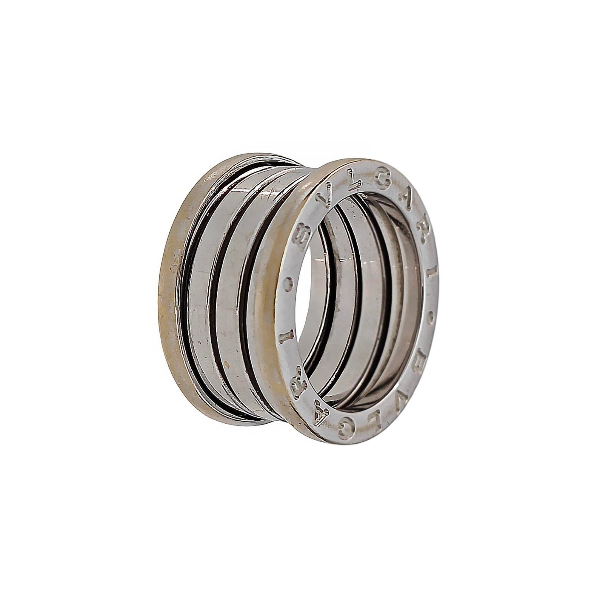 B.ZERO1 18k White Gold Silver Ring EU 50