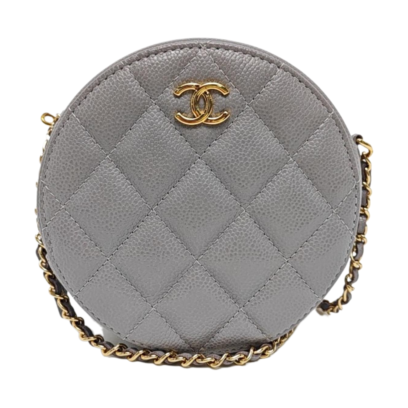 ROUND Quilted Grained Calfskin Gray