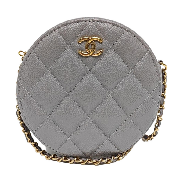 ROUND Quilted Grained Calfskin Gray